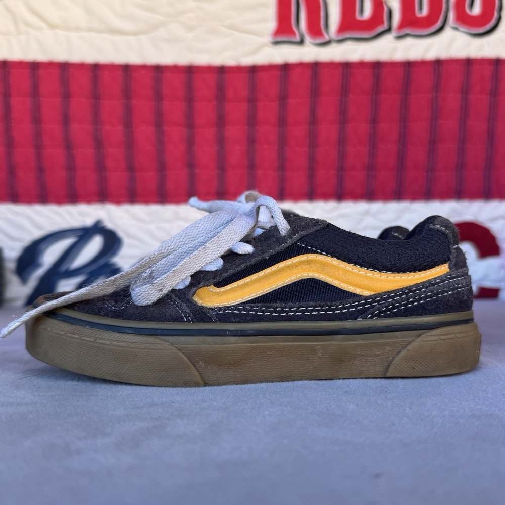 Size 1y - Vans Caldrone Youth Boy's Suede Sneakers Navy Blue Classic Shoes‎